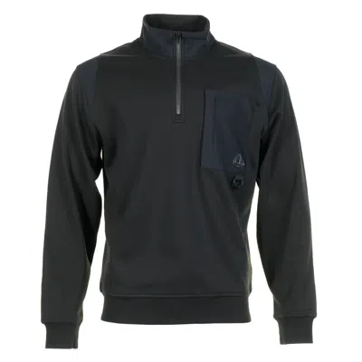 Moose Knuckles Dalon Quarter Zip Sweatshirt Black In Blue