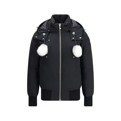 Moose Knuckles Debbie Womens Bomber Jacket In Black With Natural Shearling 1001