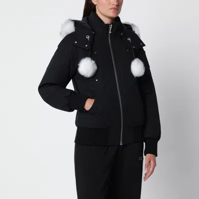Moose Knuckles Debbie Cotton Bomber Jacket With Mini Edge Detailing In Black