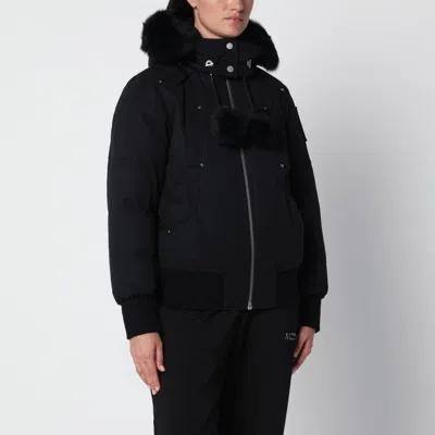 Moose Knuckles Debbie Original Black Hooded Bomber Jacket