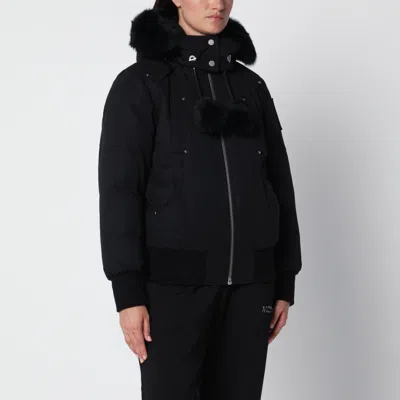 Moose Knuckles Debbie Original Hooded Bomber Jacket In Black