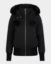 Moose Knuckles Hooded Down Jacket In Black With Black Shearling
