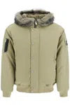 Moose Knuckles Denali Green Bomber Jacket With Hood And Logo Patch On The Sleeve In Tech Fabric Woman In Green