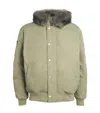 Moose Knuckles Denali Green Bomber Jacket With Hood And Logo Patch On The Sleeve In Tech Fabric Woman In Green