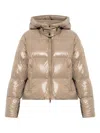 Moose Knuckles Detachable Hood Shiny Shell Down Jacket Clothing In Gold