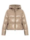 Moose Knuckles Detachable Hood Shiny Shell Down Jacket Clothing In Nude