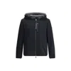 Moose Knuckles Black Reversible Jacket With Hood And Logo Patch On The Sleeve In Tech Fabric Man