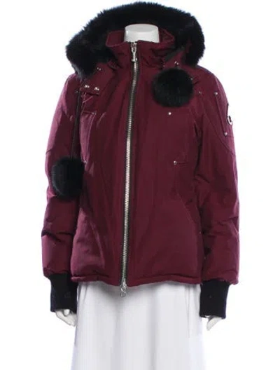 Pre-owned Moose Knuckles Down Coat In Burgundy