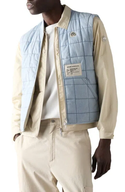 Moose Knuckles Down Denim Liner Vest In Blue