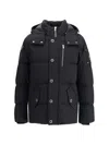 Moose Knuckles Forrestville Black Down Jacket With Fixed Hood And Logo Patch On The Sleeve In Cotton Blend Man In Black