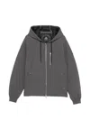 Moose Knuckles Drawstring-hooded Logo-patch Jacket In Gray