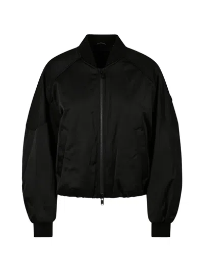 Moose Knuckles Drift Logo-patch Bomber Jacket In Black