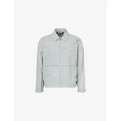 Moose Knuckles Dusty Jade Topflight Zip-up Woven Shirt Jacket In Gray
