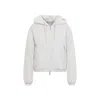 Moose Knuckles Plush Hooded Jacket With Zippered Pockets In White