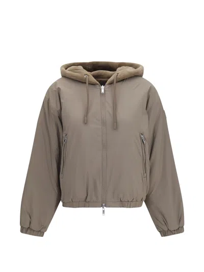 Moose Knuckles Eaton Bunny Cropped Zip-up Jacket In Gray