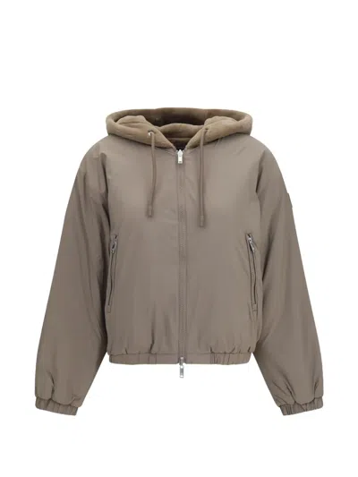 Moose Knuckles Eaton Cropped Hooded Coat Elastic Cuffs Pockets In Multi