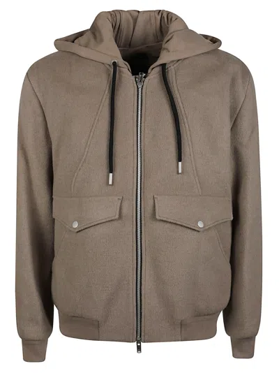 Moose Knuckles Elington Structured Hooded Wool-blend Bomber Jacket In Brown