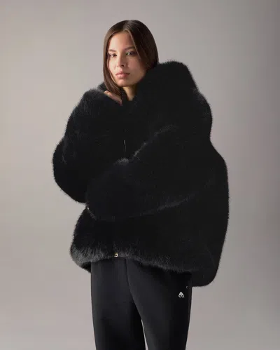 Moose Knuckles Ember Faux Fur Jacket In Black