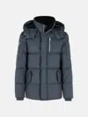 Moose Knuckles 'everest 3q' Grey Nylon And Cotton Down Jacket In Blue