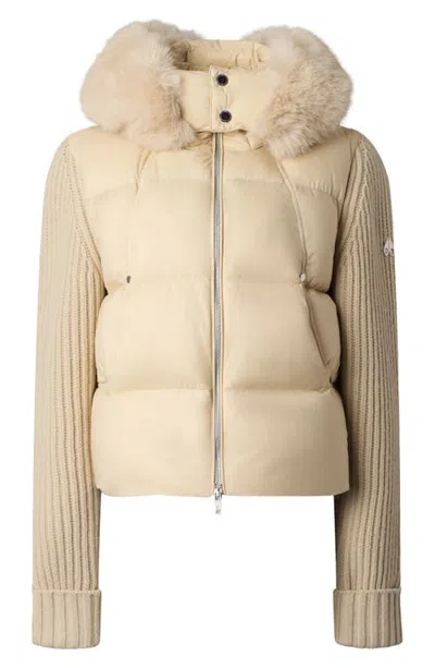 Moose Knuckles Everest 800-fill-power Down Hybrid Hooded Jacket In Neutral