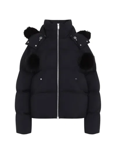 Moose Knuckles Everest Fur-trim Hooded Puffer Jacket In Black