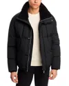 Moose Knuckles Everest Fleece Collar Down Puffer Jacket In Black