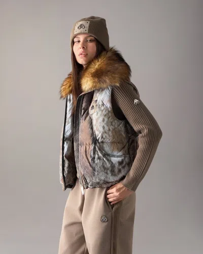 Moose Knuckles Everest Printed Down Puffer Vest In Wild