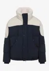 Moose Knuckles Color-block Puffer Jacket With High Collar In Blue