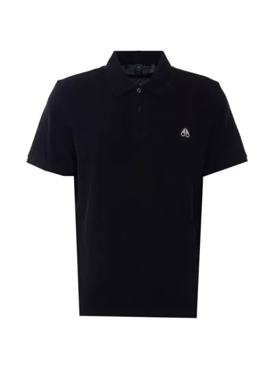 Moose Knuckles Classic Black Polo Shirt With Traditional Collar