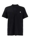 Moose Knuckles Black Polo With Classic Collar And Logo Patch On The Front In Black