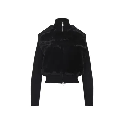 Moose Knuckles Faux Fur And Wool Blend Jacket In Black