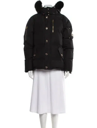 Pre-owned Moose Knuckles Faux Fur Coat In Gray