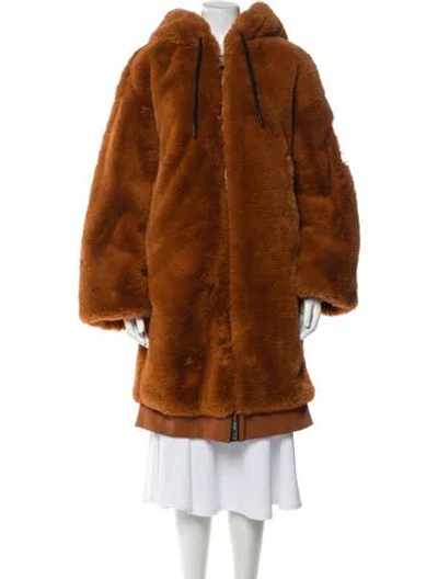 Pre-owned Moose Knuckles Faux Fur Coat In Orange