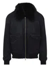 Moose Knuckles Padded Casual Jacket With Plush Fur Collar And Structured Silhouette In Black