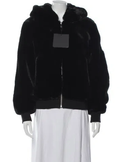 Pre-owned Moose Knuckles Faux Fur Faux Fur Jacket In Black