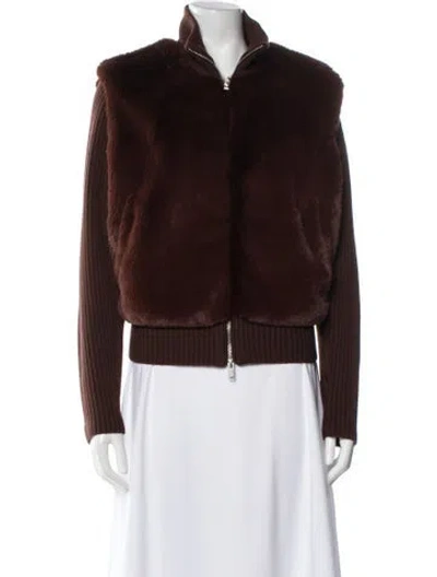 Pre-owned Moose Knuckles Faux Fur Faux Fur Jacket In Brown