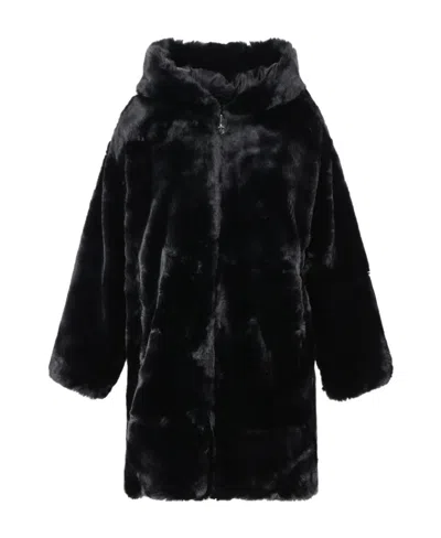 Moose Knuckles Faux-fur Hooded Coat In Black