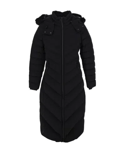 Moose Knuckles Faux-fur Hooded Padded Coat In Black