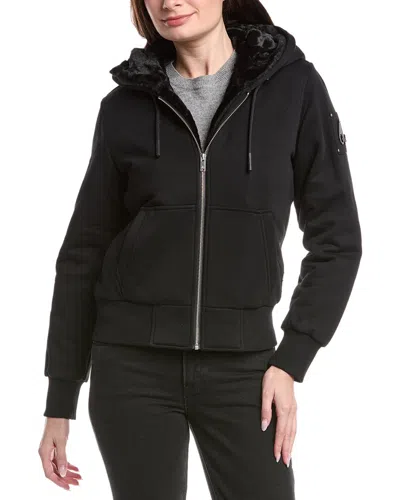 Moose Knuckles Faux Fur Jacket In Black