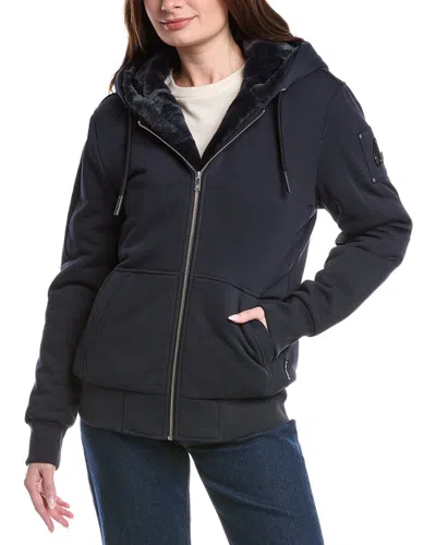 Moose Knuckles Faux Fur Jacket In Blue