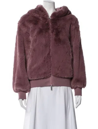 Pre-owned Moose Knuckles Faux Fur Jacket In Burgundy