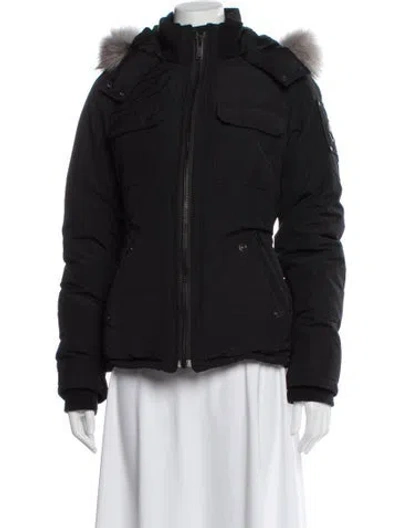 Pre-owned Moose Knuckles Faux Fur Jacket In Gray