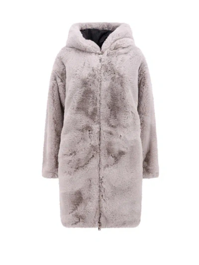 Moose Knuckles Faux Fur Jacket In Grey