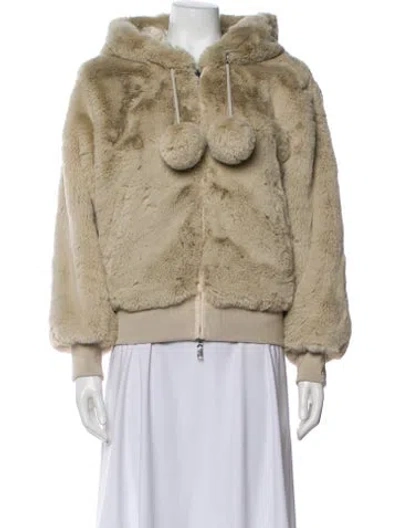 Pre-owned Moose Knuckles Faux Fur Jacket In Neutral