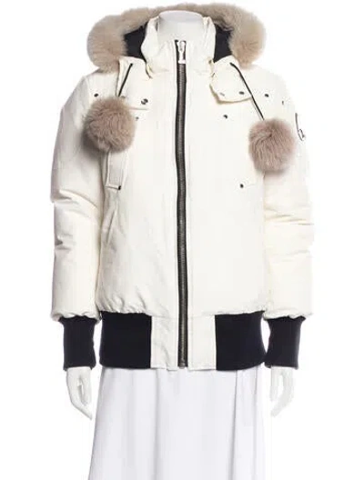 Pre-owned Moose Knuckles Faux Fur Jacket In Neutral