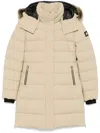 Moose Knuckles Faux Fur-trim Coat In Neutrals