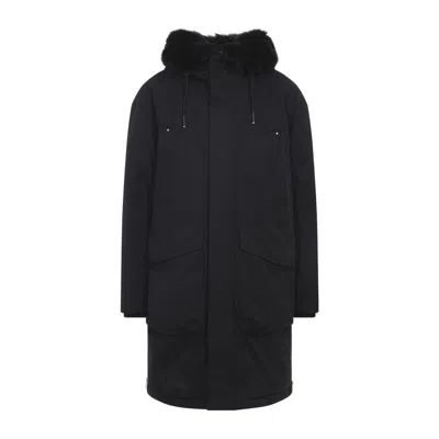 MOOSE KNUCKLES FEATHER DOWN INSULATED BLACK PARKA WITH PLUSH FUR-LINED HOOD