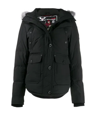 Moose Knuckles Fit Hooded Down Jacket In Black
