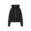 Moose Knuckles Fitted Hooded Jacket With Plush Fur Trim And Metallic Accents In Black