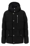 Moose Knuckles Forrestville Black Down Jacket With Fixed Hood And Logo Patch On The Sleeve In Cotton Blend Man In Black